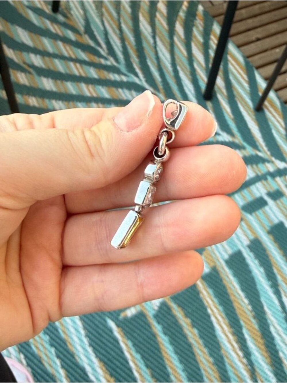Sterling Silver 925 Feri Drop Pendant with Yellow Stone - Picture 4 of 6